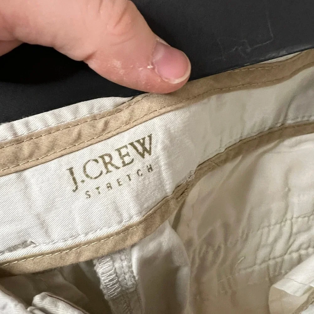 J.Crew Chino‎ Shorts Mens 32 Beige Khaki Stretch Flat Front Pockets Zip Casual